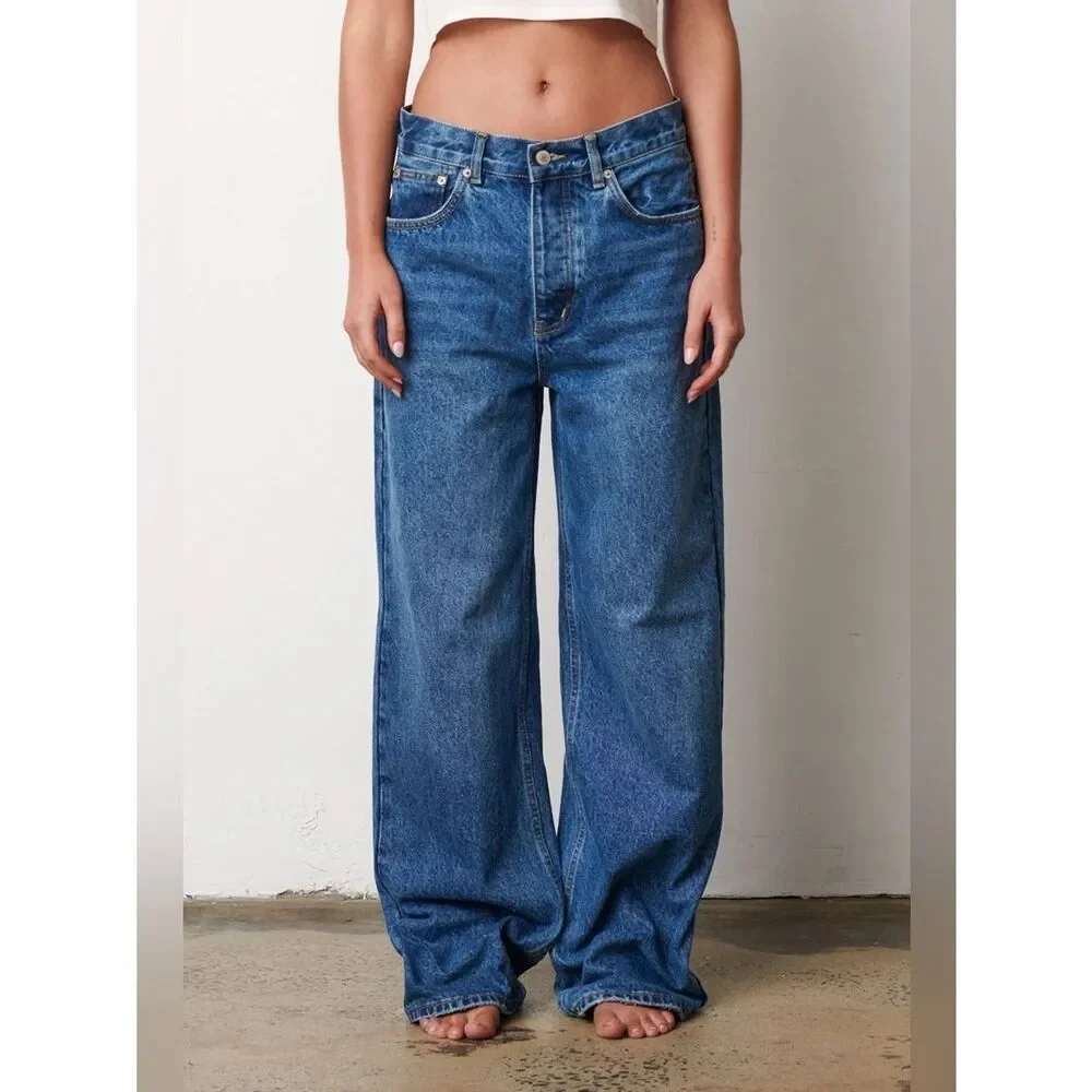 Bayse Perry Denim True Blue Wide Leg Baggy Jeans